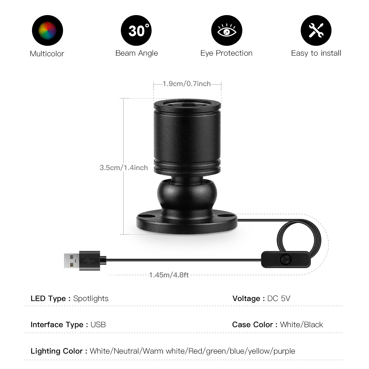 8Colors Mini Spot Light 1W Rot - Model Kit Display Case ulasan dan harga