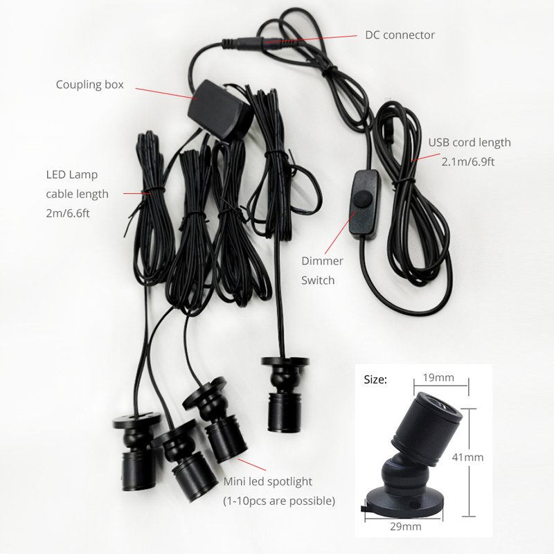 Dimmable USB 5V 1W LED Spot Li - Model Kit Display Case ulasan dan harga